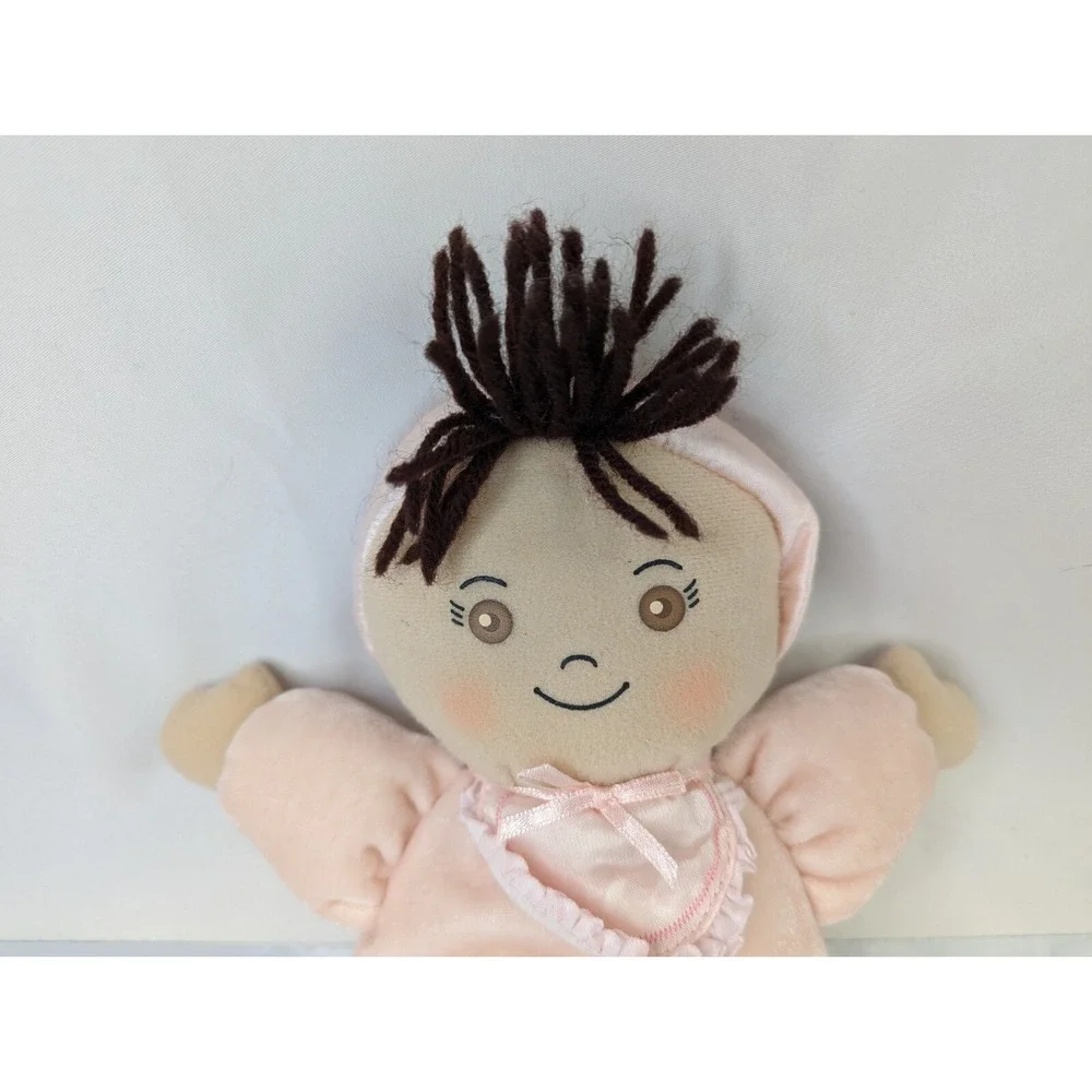 Dakin‎ Pink Baby Doll Plush 10 Inch Applause Brown Hair Stuffed Toy